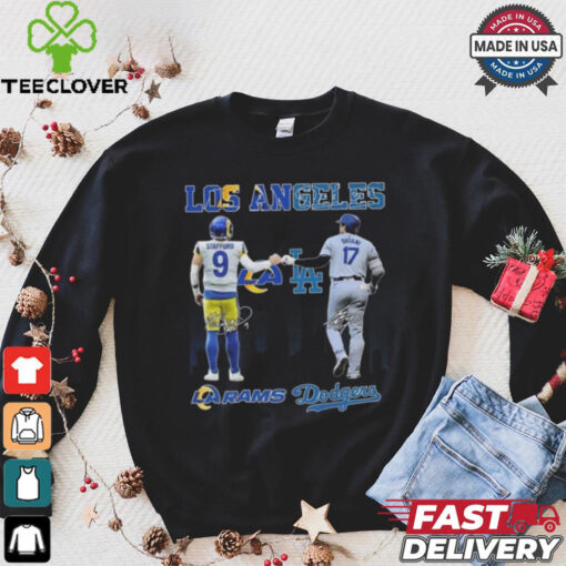 Official Los Angeles Rams Los Angeles Dodgers The Rivals In The City 2024 Signatures Shirt