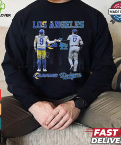 Official Los Angeles Rams Los Angeles Dodgers The Rivals In The City 2024 Signatures Shirt