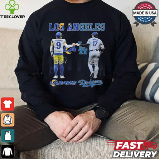 Official Los Angeles Rams Los Angeles Dodgers The Rivals In The City 2024 Signatures Shirt