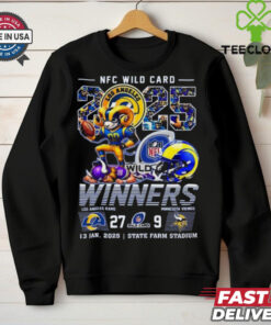 Official Los Angeles Rams NFC Wild Card Winners 2025 T-shirt featuring a dynamic design that celebrates the Rams’ victory in the 2025 NFC Wild Card. Show your pride for the team’s playoff success with this bold, commemorative apparel.