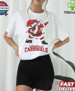 Official Louisville Cardinals Dabbing Santa Claus Ugly Christmas Light shirt
