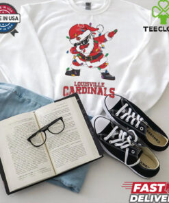 Official Louisville Cardinals Dabbing Santa Claus Ugly Christmas Light shirt
