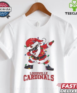 Official Louisville Cardinals Dabbing Santa Claus Ugly Christmas Light shirt