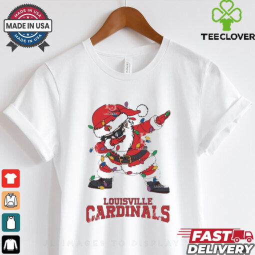 Official Louisville Cardinals Dabbing Santa Claus Ugly Christmas Light shirt