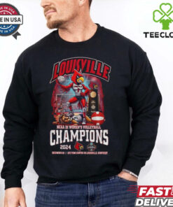 Official Louisville Cardinals NCAA D1 Women’s Volleyball Champs 2024 Mascot shirt featuring the team mascot and championship graphics.