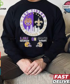 Official Lsu Tiger saturdays on New Orleans Saints sundays logo shirt