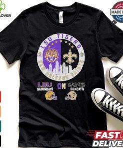 Official Lsu Tiger saturdays on New Orleans Saints sundays logo shirt
