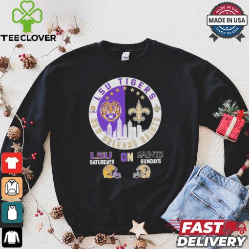 Official Lsu Tiger saturdays on New Orleans Saints sundays logo shirt