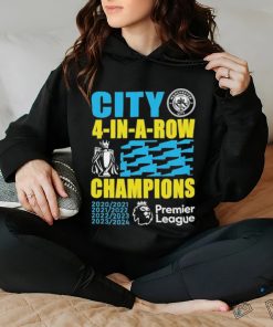 Official Manchester City 2024 Premier League Champions Four Years In A Row Unisex T Shirt