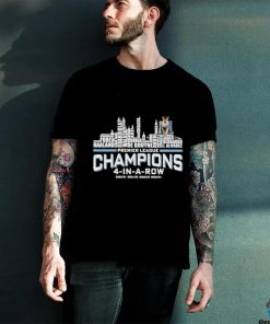 Official Manchester City Skyline Players Name 4 In A Row Premier League Champions Shirt