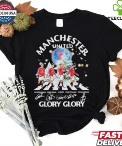 Official Manchester United Glory Glory Merry Christmas 2024 Signatures Shirt