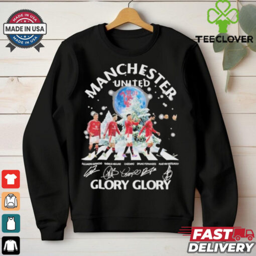 Official Manchester United Glory Glory Merry Christmas 2024 Signatures Shirt