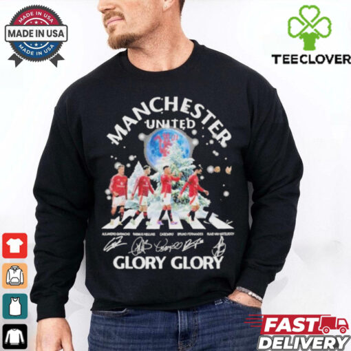 Official Manchester United Glory Glory Merry Christmas 2024 Signatures Shirt