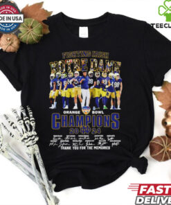 Official Marcus Freeman and Players Notre Dame Fighting Irish 2024 Orange Bowl Champions Thank You For The Memories Signatures shirt