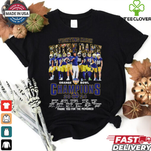Official Marcus Freeman and Players Notre Dame Fighting Irish 2024 Orange Bowl Champions Thank You For The Memories Signatures shirt