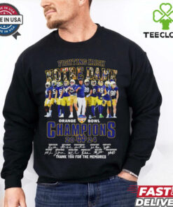 Official Marcus Freeman and Players Notre Dame Fighting Irish 2024 Orange Bowl Champions Thank You For The Memories Signatures shirt