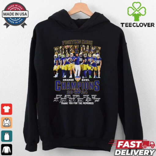 Official Marcus Freeman and Players Notre Dame Fighting Irish 2024 Orange Bowl Champions Thank You For The Memories Signatures shirt
