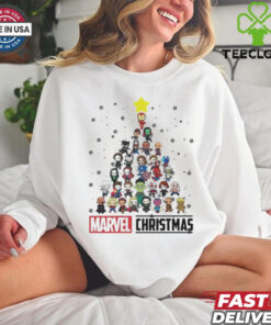 Official Marvel Studios Avengers Characters Chibi Tree Christmas Shirt 1 Official Marvel Studios Avengers Characters Chibi Tree Christmas Shirt