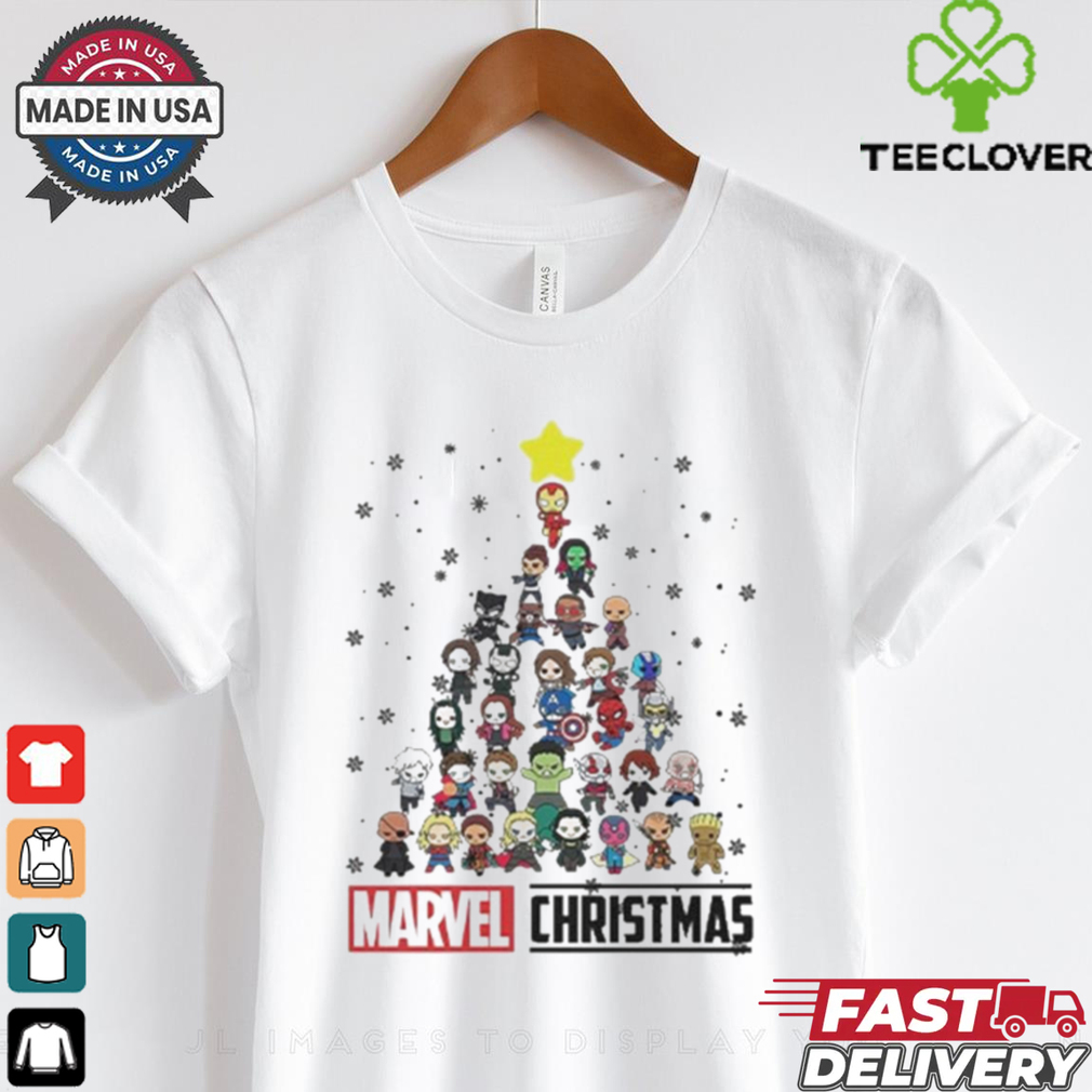 Official Marvel Studios Avengers Characters Chibi Tree Christmas Shirt Official Marvel Studios Avengers Characters Chibi Tree Christmas Shirt