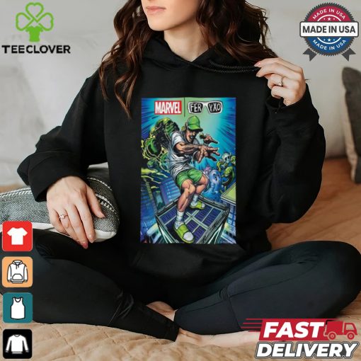 Official Marvel x Feid Ferxxo Green Poster hoodie, sweater, longsleeve, shirt v-neck, t-shirt