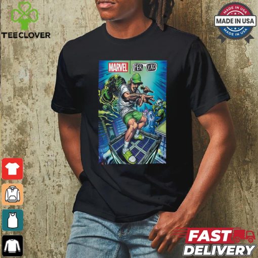 Official Marvel x Feid Ferxxo Green Poster hoodie, sweater, longsleeve, shirt v-neck, t-shirt