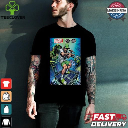 Official Marvel x Feid Ferxxo Green Poster hoodie, sweater, longsleeve, shirt v-neck, t-shirt