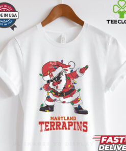 Official Maryland Terrapins Dabbing Santa Claus Ugly Christmas Light shirt