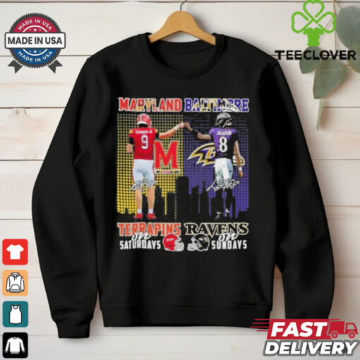 Official Maryland Terrapins On Saturdays Baltimore Ravens On Sundays T Shirt
