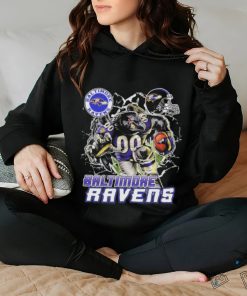 Official Mascot Breaking Through Wall Baltimore Ravens Vintage T shirt