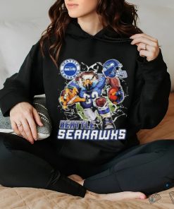 Official Mascot Breaking Through Wall Seattle Seahawks Vintage T shirt
