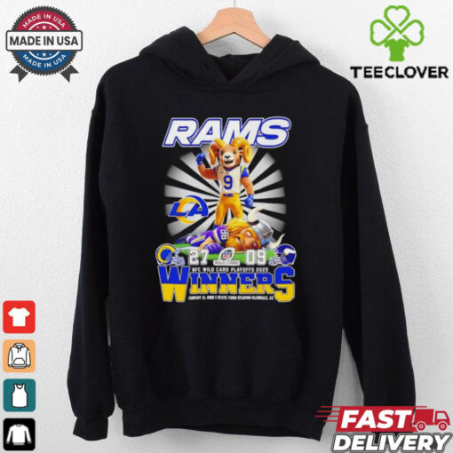 Official Mascots Los Angeles Rams vs Minnesota Vikings NFC Wild Card Playoffs 2025 Winners State Farm Stadium shirt