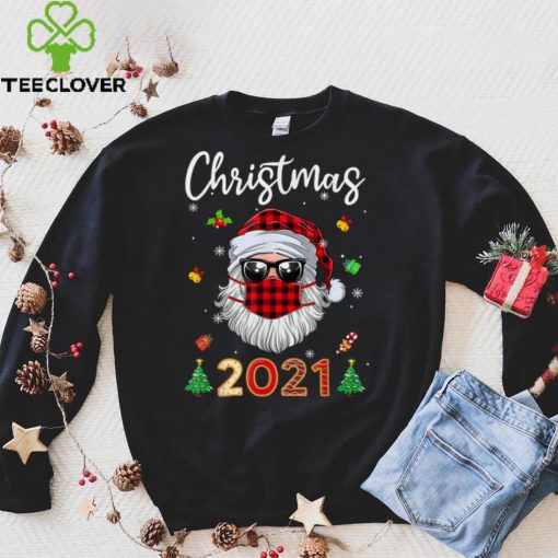 Official Matching Family Christmas 2021 Plaid Mask Rudolph Santa Sweater Shirt