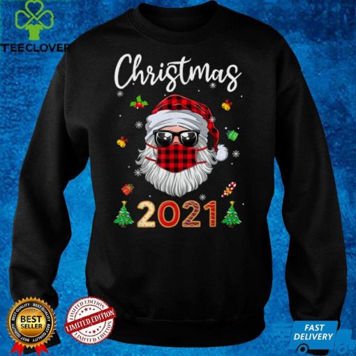 Official Matching Family Christmas 2021 Plaid Mask Rudolph Santa Sweater Shirt