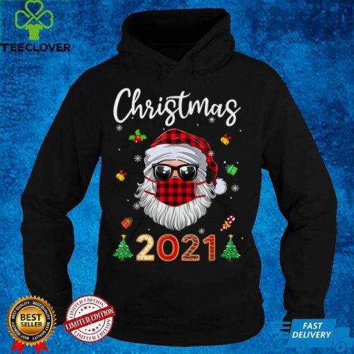 Official Matching Family Christmas 2021 Plaid Mask Rudolph Santa Sweater Shirt