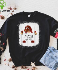 Official Math Gnome Buffalo Plaid Christmas Light Bleached Sweater Shirt