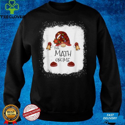 Official Math Gnome Buffalo Plaid Christmas Light Bleached Sweater Shirt