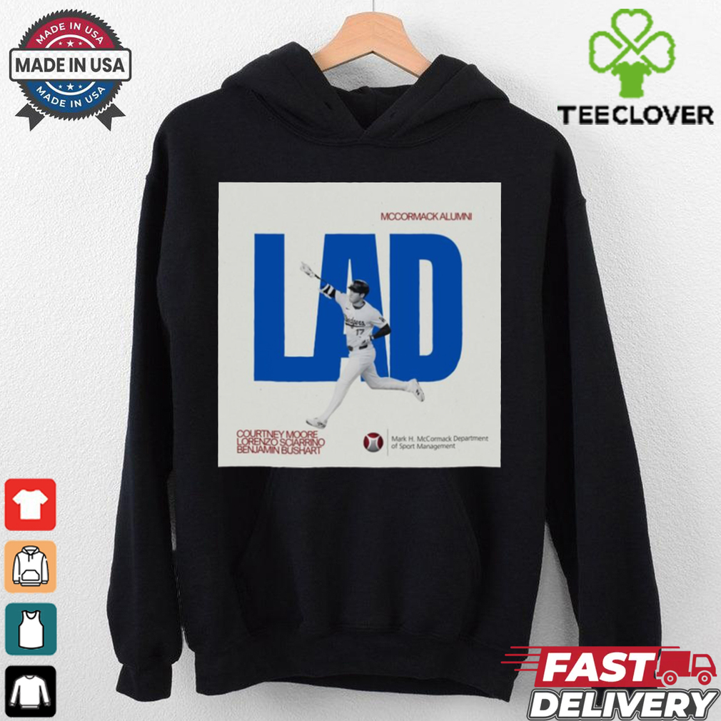 Official McCormack Alumni Courtney Moore Lorenzo Sciarrino Benjamin Bushart Los Angeles Dodgers Poster t shirt Official McCormack Alumni Courtney Moore Lorenzo Sciarrino Benjamin Bushart Los Angeles Dodgers Poster t shirt