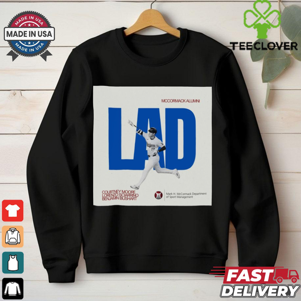 Official McCormack Alumni Courtney Moore Lorenzo Sciarrino Benjamin Bushart Los Angeles Dodgers Poster t shirt Official McCormack Alumni Courtney Moore Lorenzo Sciarrino Benjamin Bushart Los Angeles Dodgers Poster t shirt