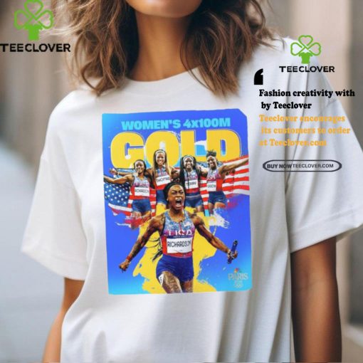 Official Melissa Jefferson TeeTee Terry Gabby Thomas Sha’Carri Richardson Gold Medal Women’s 4x100m Paris Olympic 2024 Poster t shirt