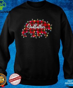 Official Mens Christmas Lights Pajama Matching Red Plaid Godfather Bear T Shirt