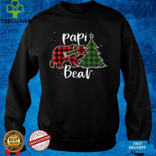 Official Mens Red Plaid Papi Bear Buffalo Family Pajama Christmas T Shirt