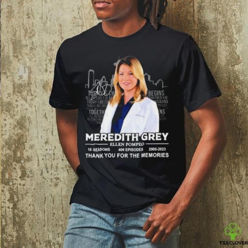 Official Meredith Grey Ellen Pompeo 2005 2023 thank you for the memories signature hoodie, sweater, longsleeve, shirt v-neck, t-shirt