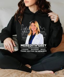 Official Meredith Grey Ellen Pompeo 2005 2023 thank you for the memories signature hoodie, sweater, longsleeve, shirt v-neck, t-shirt