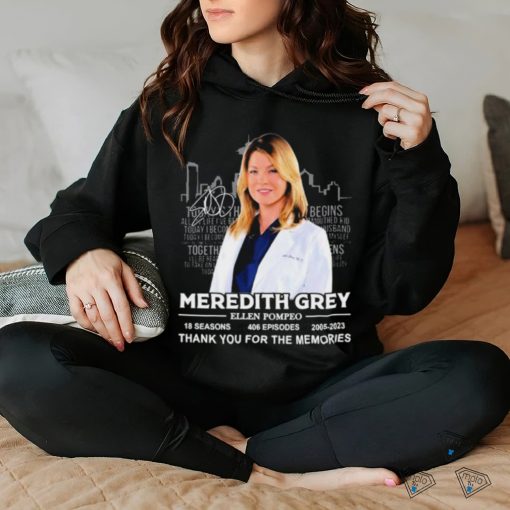 Official Meredith Grey Ellen Pompeo 2005 2023 thank you for the memories signature hoodie, sweater, longsleeve, shirt v-neck, t-shirt