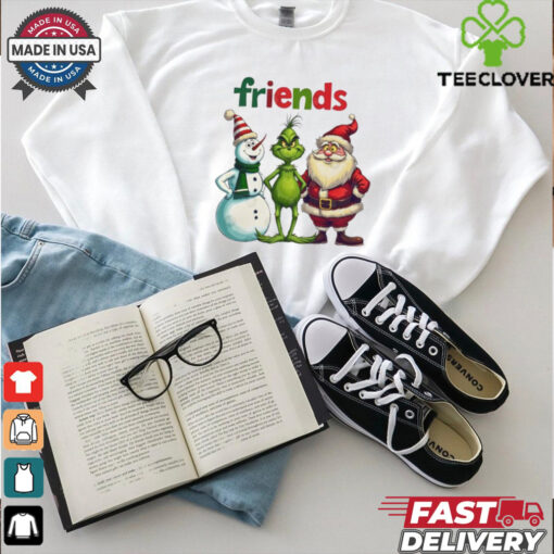 Official Merry Christmas Friends Snowman Grinch Santa 2024 Shirt