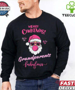 Official Merry Christmas Grandparents Fabulous Pink Santa Claus T shirt