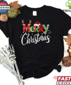 Official Merry Christmas Lights Red Santa Hat Xmas Family 2024 T shirt