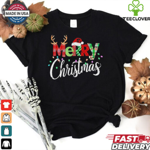Official Merry Christmas Lights Red Santa Hat Xmas Family 2024 T shirt