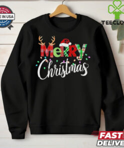 Official Merry Christmas Lights Red Santa Hat Xmas Family 2024 T shirt
