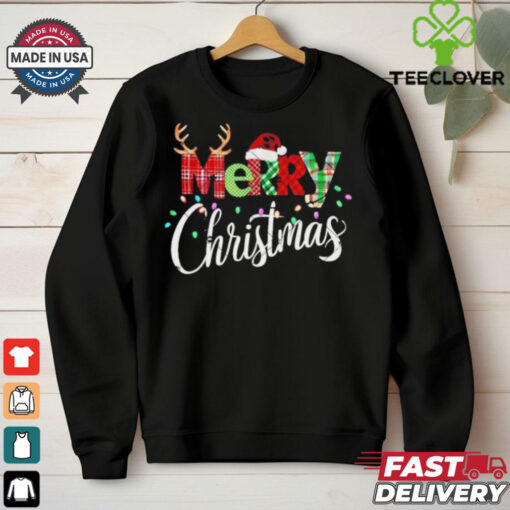 Official Merry Christmas Lights Red Santa Hat Xmas Family 2024 T shirt